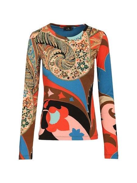 Top a maniche lunghe con stampa paisley