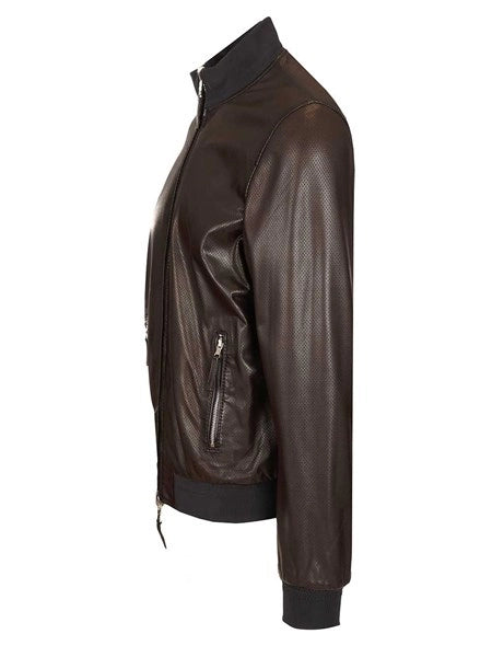 Biker in pelle traforata reversibile