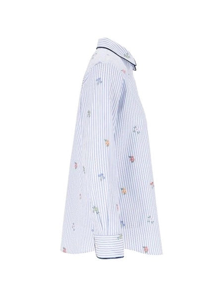 camicia in cotone jacquard a righe