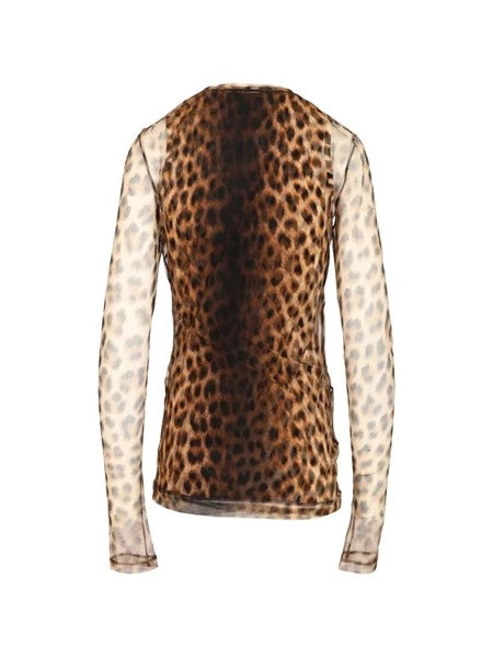 Top bi-materiale animalier