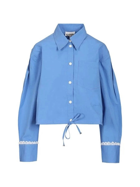 Camicia in cotone con dettagli in pizzo
