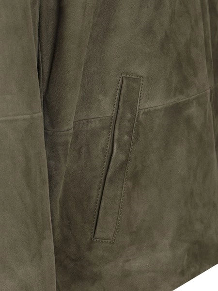 Giacca con zip in pelle di agnello scamosciata