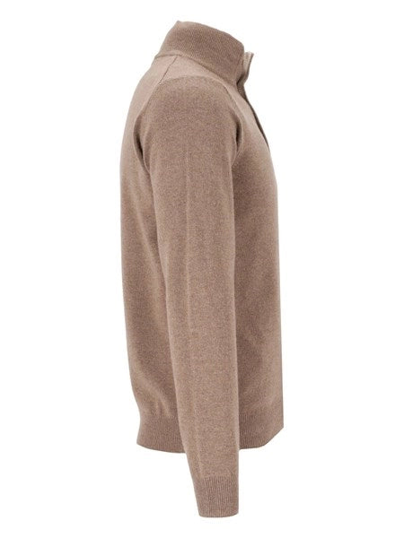Cardigan bicolore in lana e cashmere