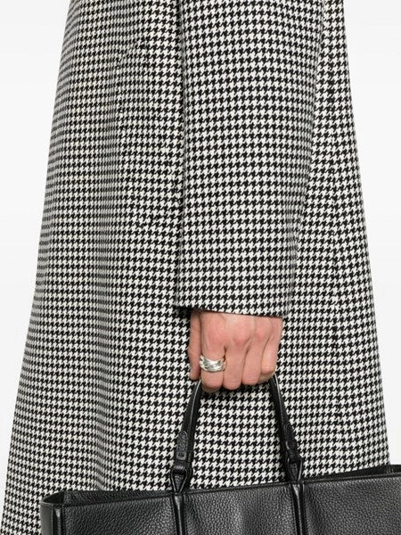 Cappotto pied de poule in lana e cashmere
