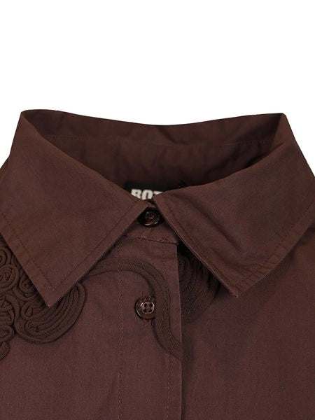 camicia oversize Flower marrone scuro