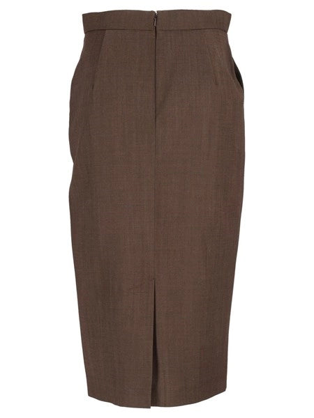 Gonna tubino in gabardina di lana