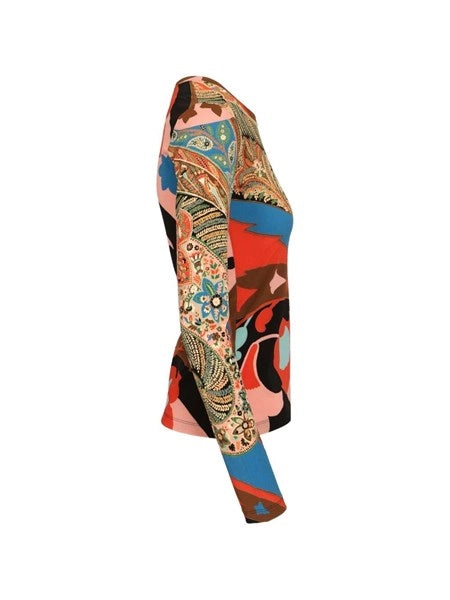 Top a maniche lunghe con stampa paisley