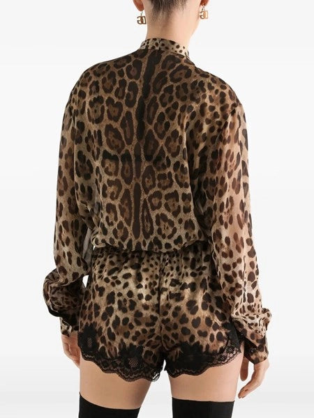 Camicia in chiffon stampa leopardo