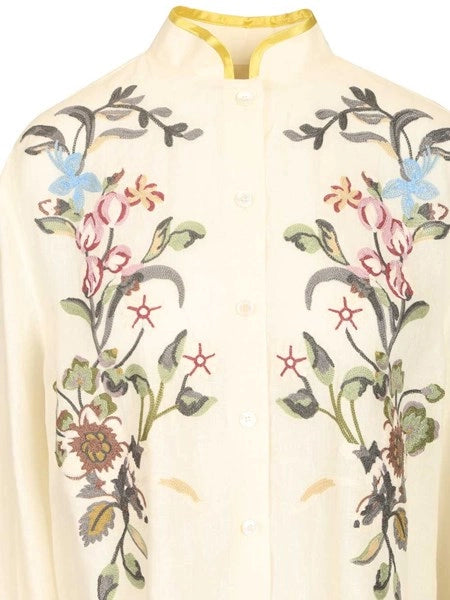 Camicia in lino con ricamo