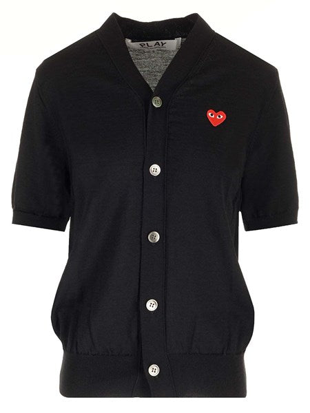 Cardigan nero a maniche corte