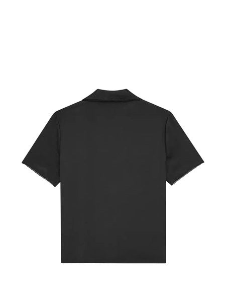 Camicia in raso di seta con bordi in pizzo