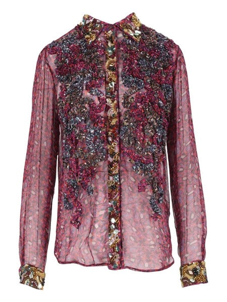 Camicia con volant e paillettes