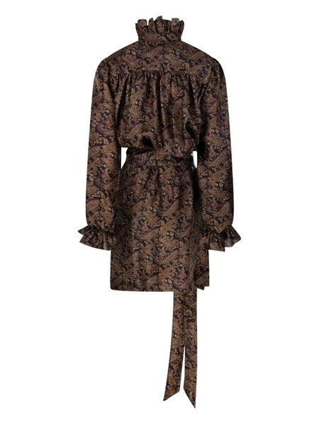 Abito in twill di seta motivo paisley