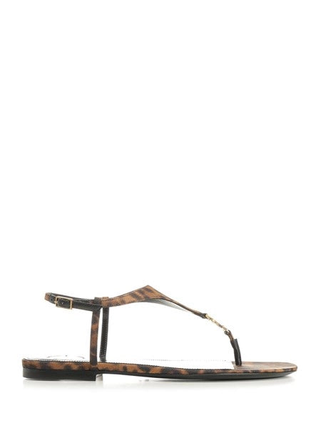 Sandali "CASSANDRA" in gros-grain stampa leopardo
