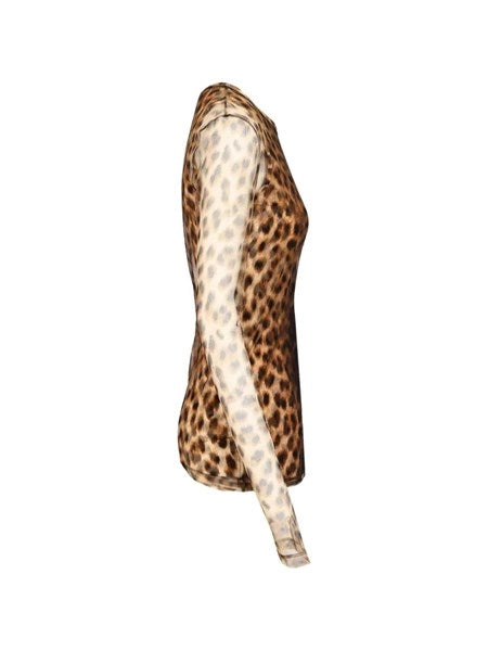 Top bi-materiale animalier
