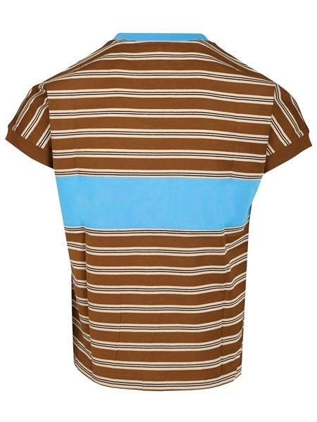 T-shirt in cotone a righe con intarsio