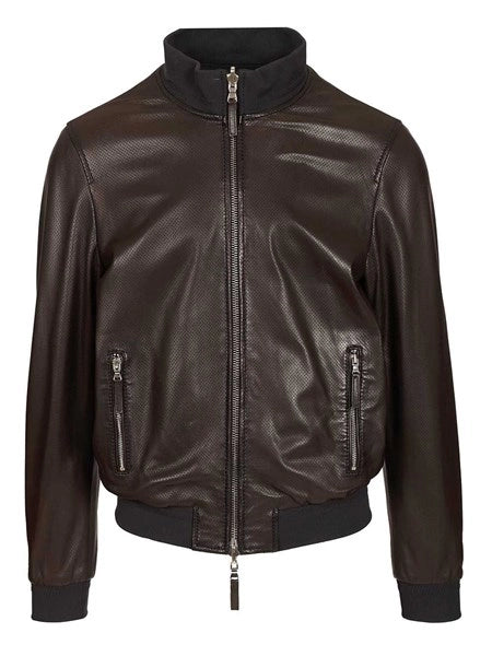Biker in pelle traforata reversibile