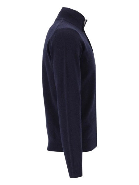Cardigan bicolore in lana e cashmere