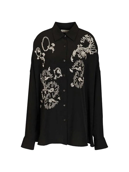 Camicia oversize con cristalli