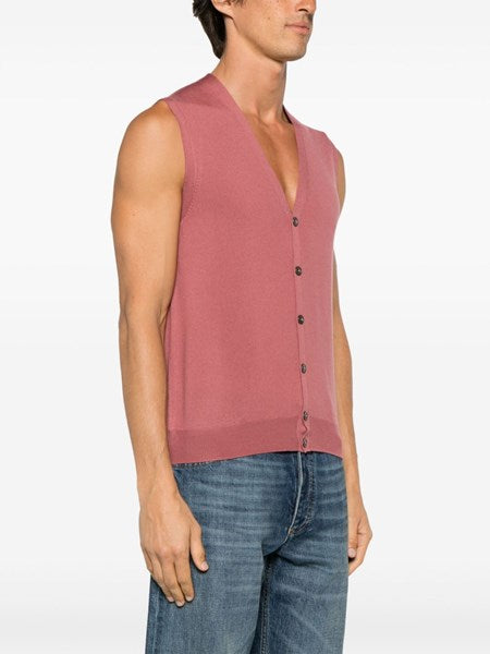 Gilet rosso granata in lana