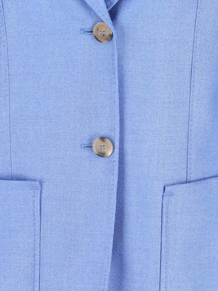 Blazer monopetto in canvas di lana e seta