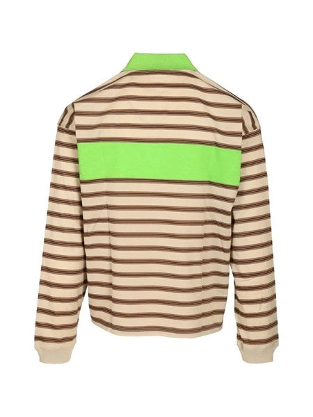 Polo in cotone a righe con intarsio
