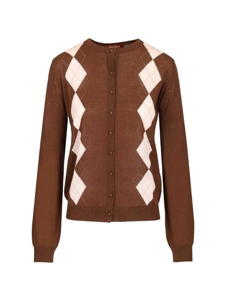 Cardigan in lana e seta Argyle