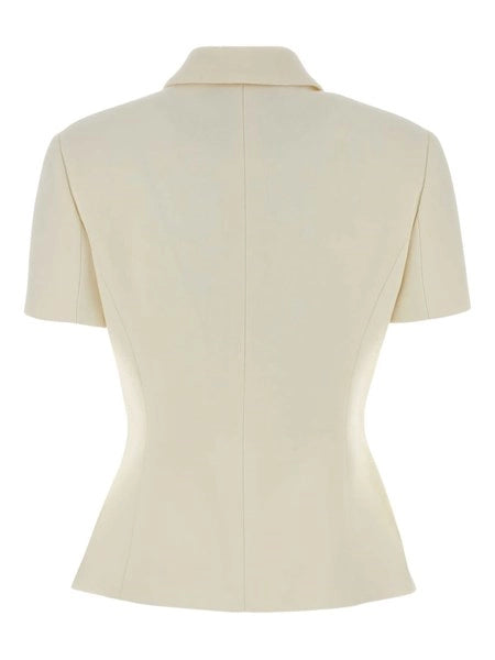 Giacca fitted in crêpe di lana double