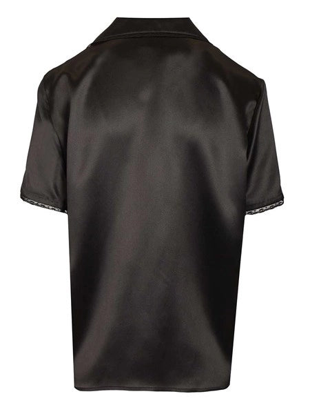 Camicia in raso di seta con bordi in pizzo