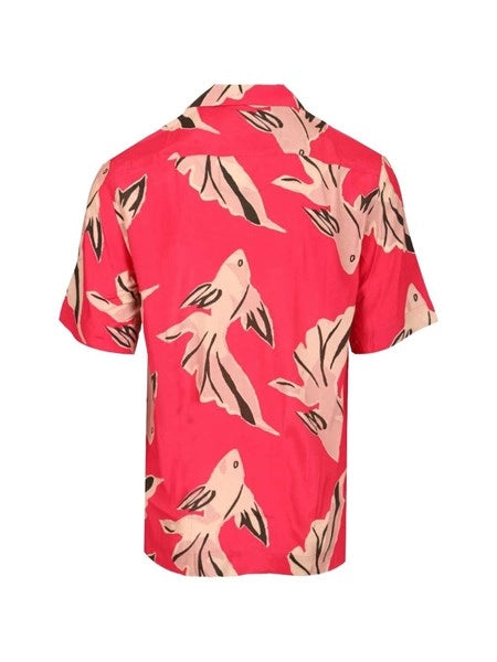 Camicia in viscosa con motivo "Fish"