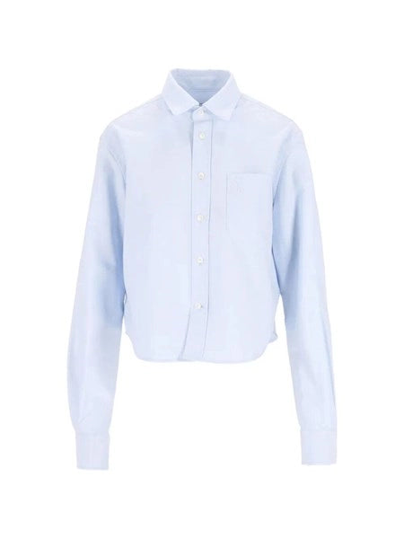 QUOTA - CROPPED CLASSIC FIT SHIRT WITH EMBOSSED AMI DE COEUR AT PATCH POCKET