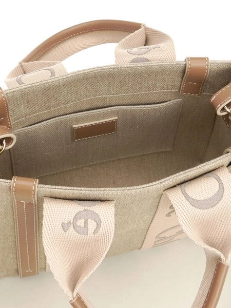 Piccola borsa tote Woody in lino