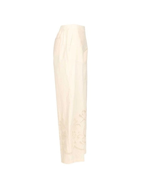 pantalone cropped in popeline con ricamo “lunamaris”