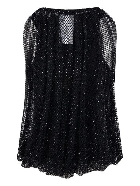 Top in rete con cristalli