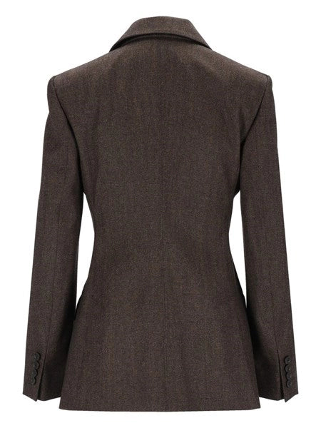 Blazer sfiancato in lana effetto denim
