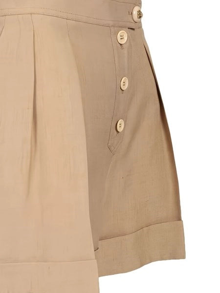 Shorts in lino e viscosa