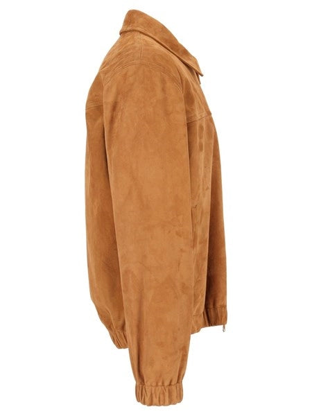 Giacca bomber in pelle scamosciata