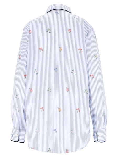 camicia in cotone jacquard a righe