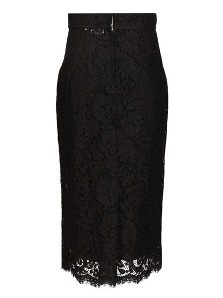 Gonna midi in pizzo stretch