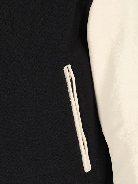 Giacca bomber in misto lana e pelle