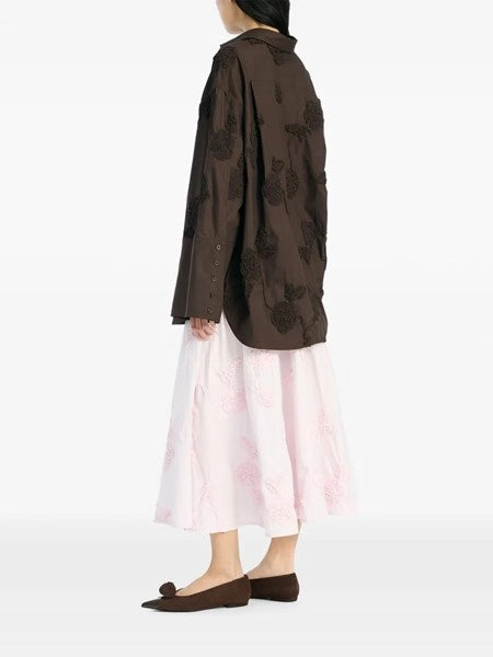 camicia oversize Flower marrone scuro