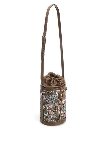 Borsa a secchiello in tessuto jacquard