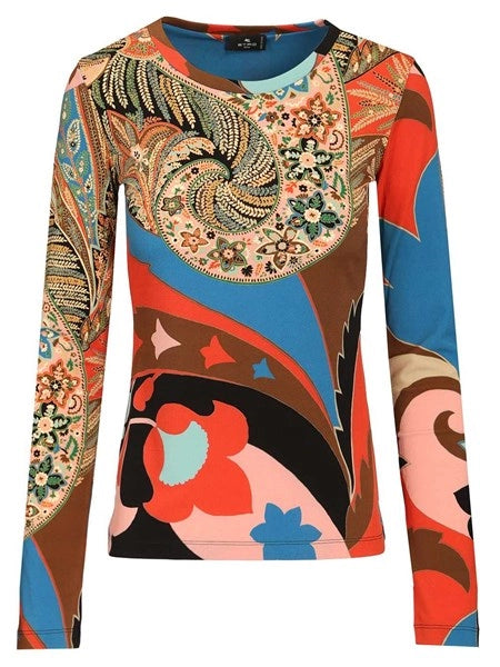 Top a maniche lunghe con stampa paisley