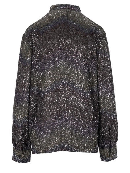 Camicia oversize con applicazione di paillettes