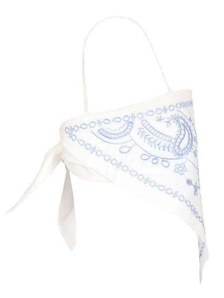Top in lino e cotone con ricamo