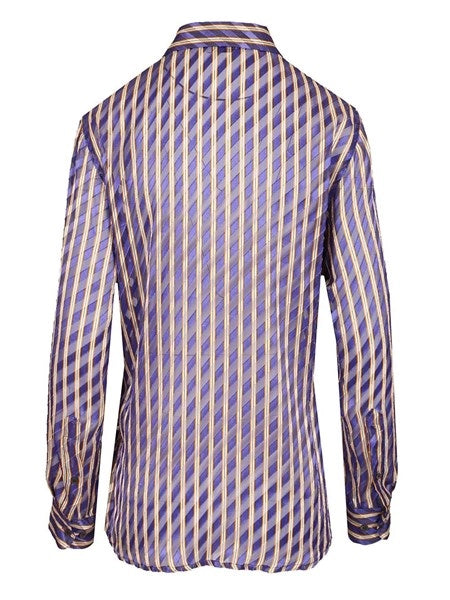Camicia in raso dévoré a righe