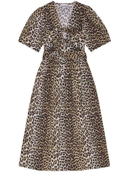 Abito midi leopardato