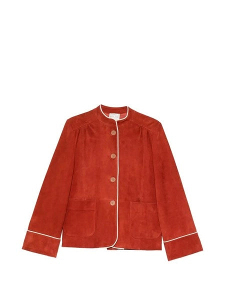 Giacca collo fascia suede