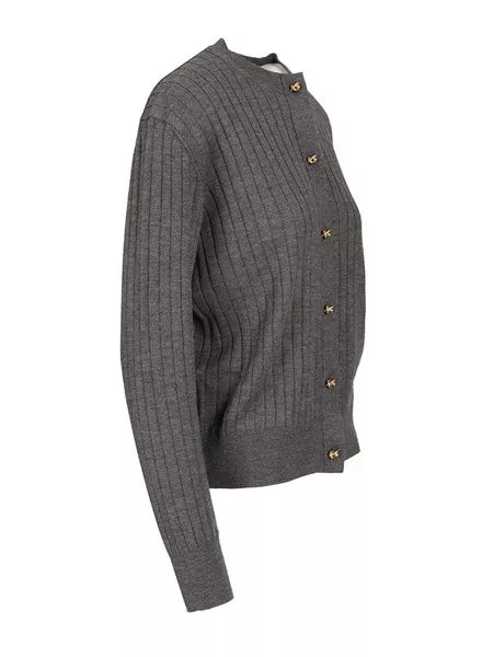 Cardigan in lana a coste