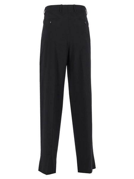Pantaloni over in crepe di lana vergine con pences